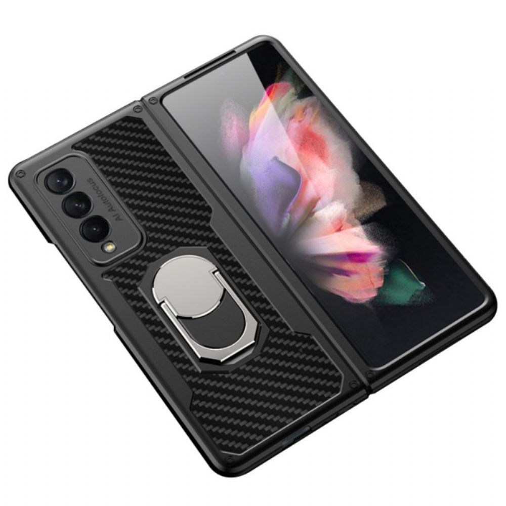 Hoesje voor Samsung Galaxy Z Fold 3 5G Koolstofvezelring-ondersteuning Gkk