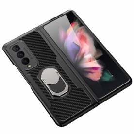 Hoesje voor Samsung Galaxy Z Fold 3 5G Koolstofvezelring-ondersteuning Gkk