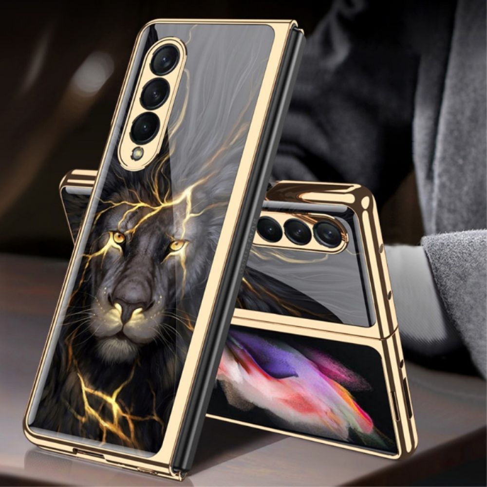 Hoesje voor Samsung Galaxy Z Fold 3 5G Leeuw Van Gehard Glas Gkk