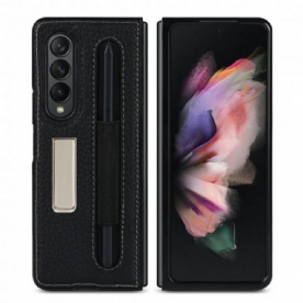 Hoesje voor Samsung Galaxy Z Fold 3 5G Litchi Lederen Achterkant