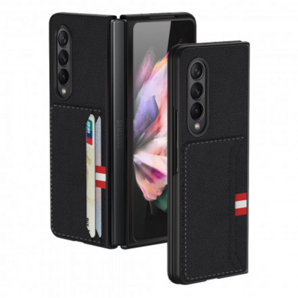 Hoesje voor Samsung Galaxy Z Fold 3 5G Litchi Lederen Kaarthouder Gkk