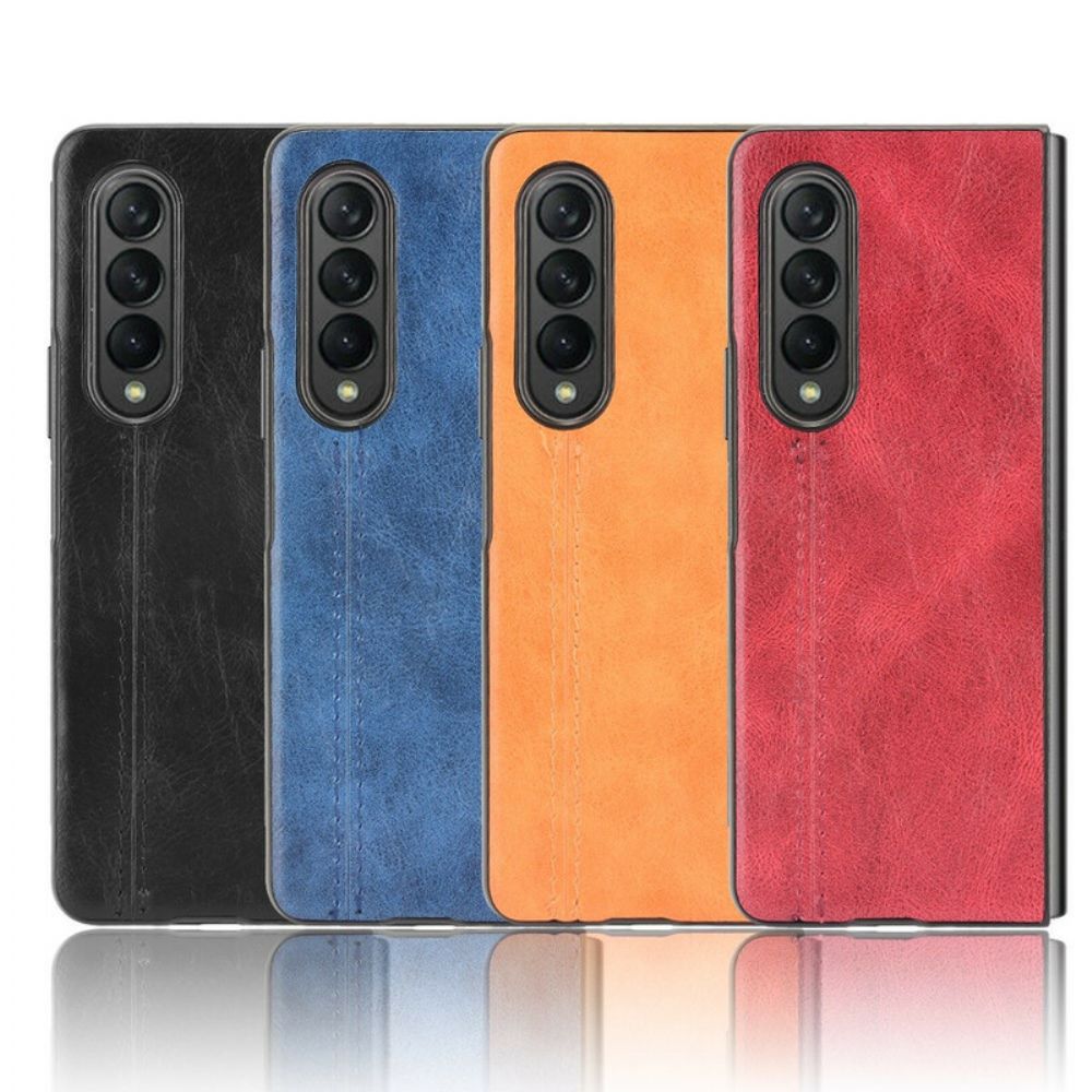 Hoesje voor Samsung Galaxy Z Fold 3 5G Naad Leereffect