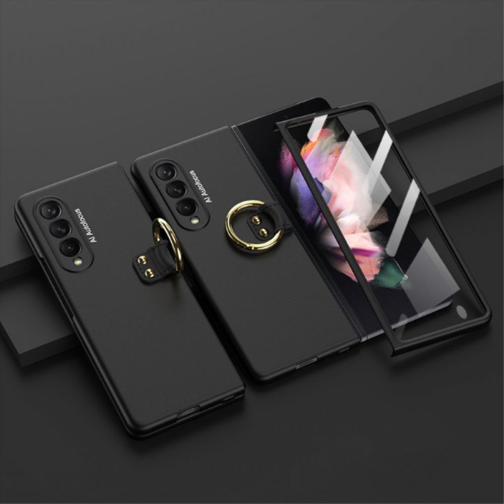 Hoesje voor Samsung Galaxy Z Fold 3 5G Ringondersteuning En Schermbeschermer Gkk