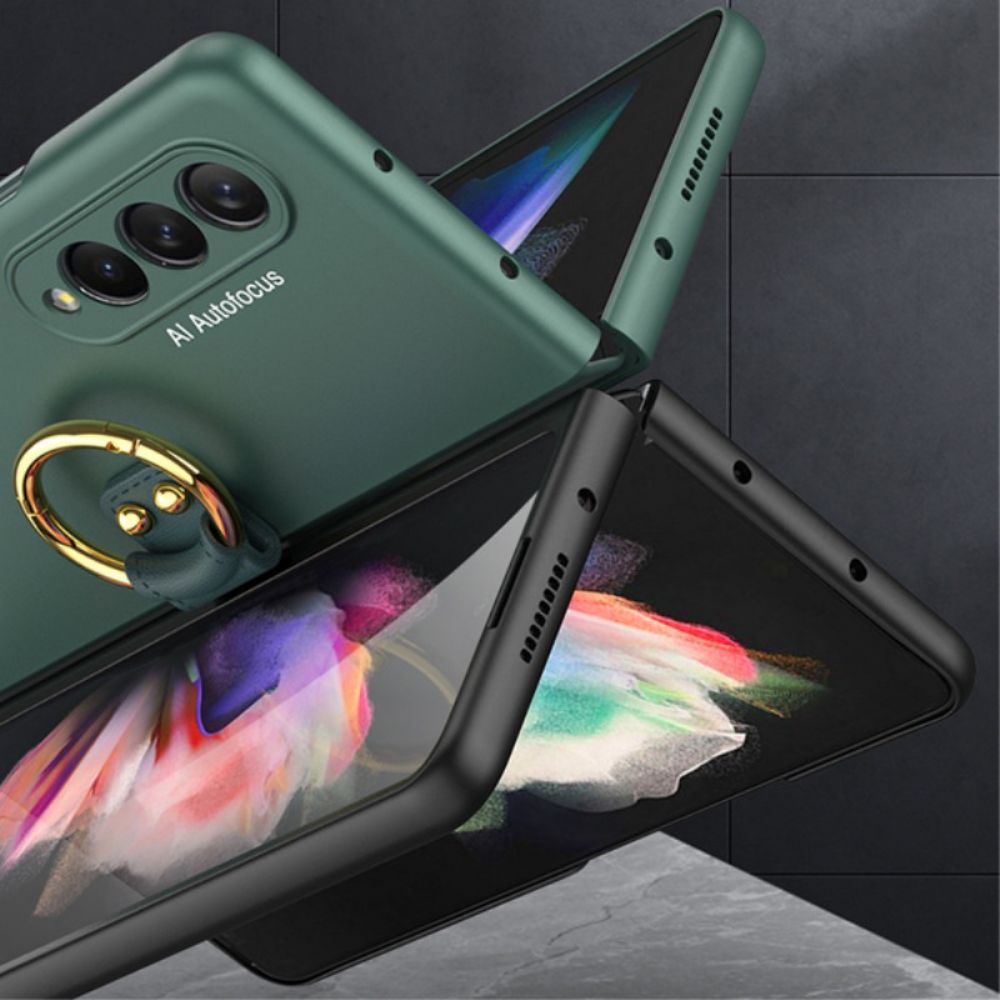 Hoesje voor Samsung Galaxy Z Fold 3 5G Ringondersteuning En Schermbeschermer Gkk