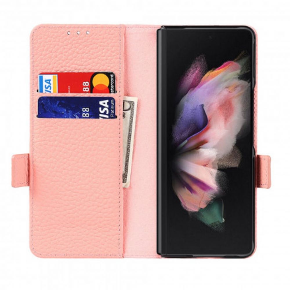 Leren Hoesje voor Samsung Galaxy Z Fold 3 5G Echt Litchi Leer