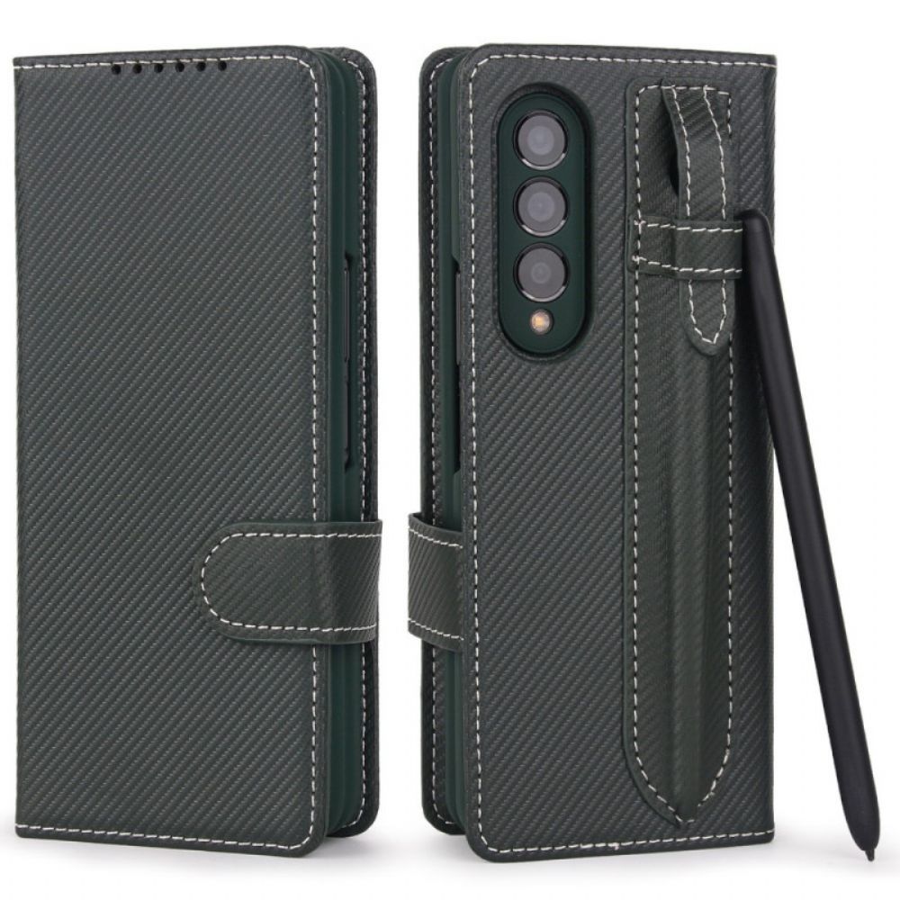 Telefoonhoesje Leren Hoesje voor Samsung Galaxy Z Fold 3 5G Afneembare Pennenhouder