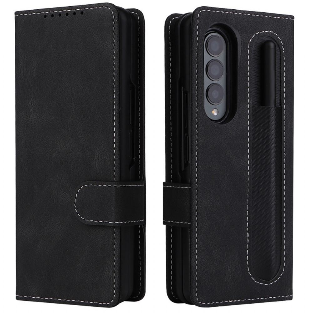 Telefoonhoesje Leren Hoesje voor Samsung Galaxy Z Fold 3 5G Vintage Afneembaar