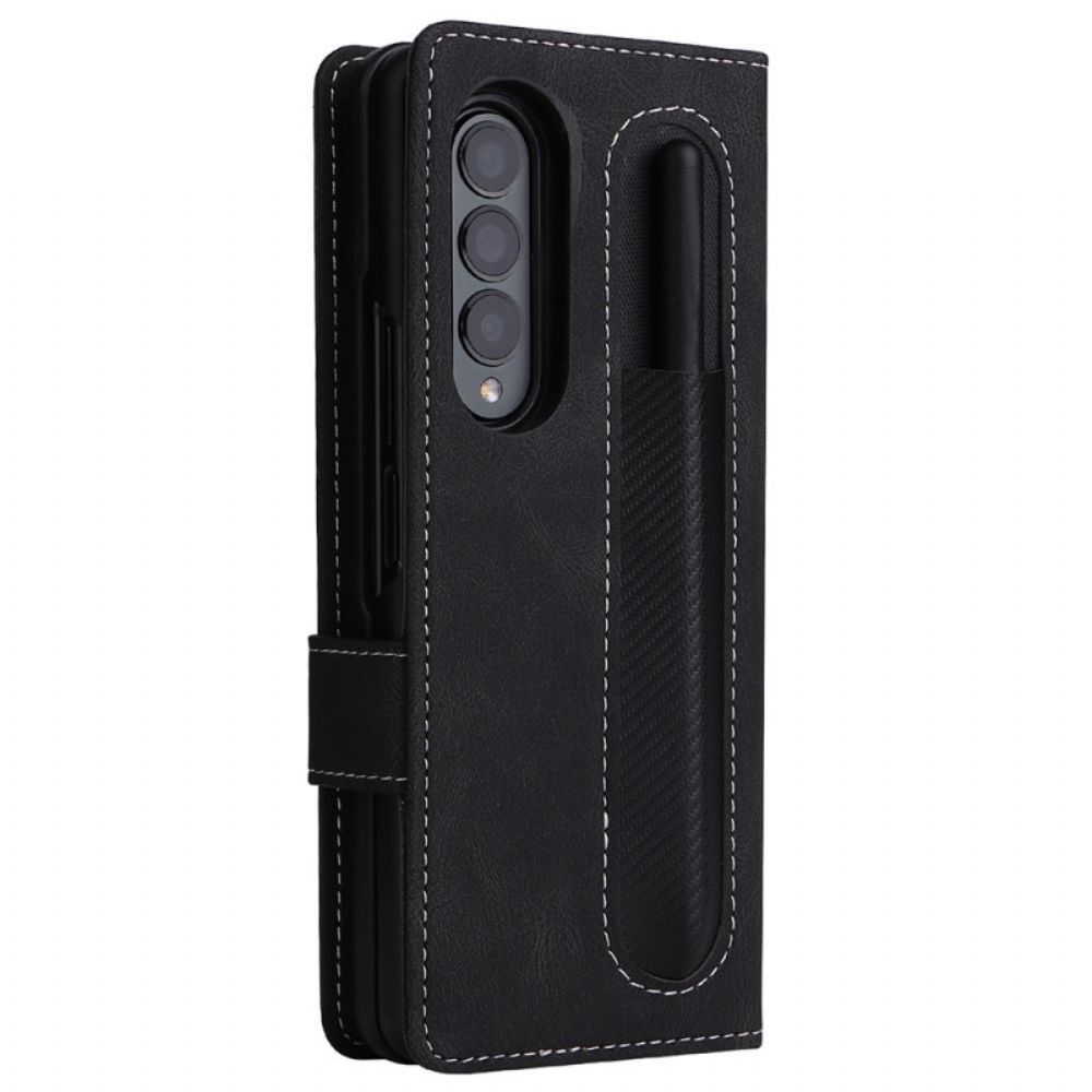 Telefoonhoesje Leren Hoesje voor Samsung Galaxy Z Fold 3 5G Vintage Afneembaar