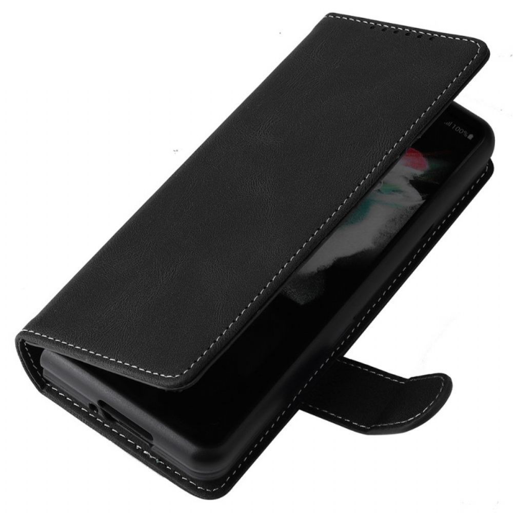 Telefoonhoesje Leren Hoesje voor Samsung Galaxy Z Fold 3 5G Vintage Afneembaar