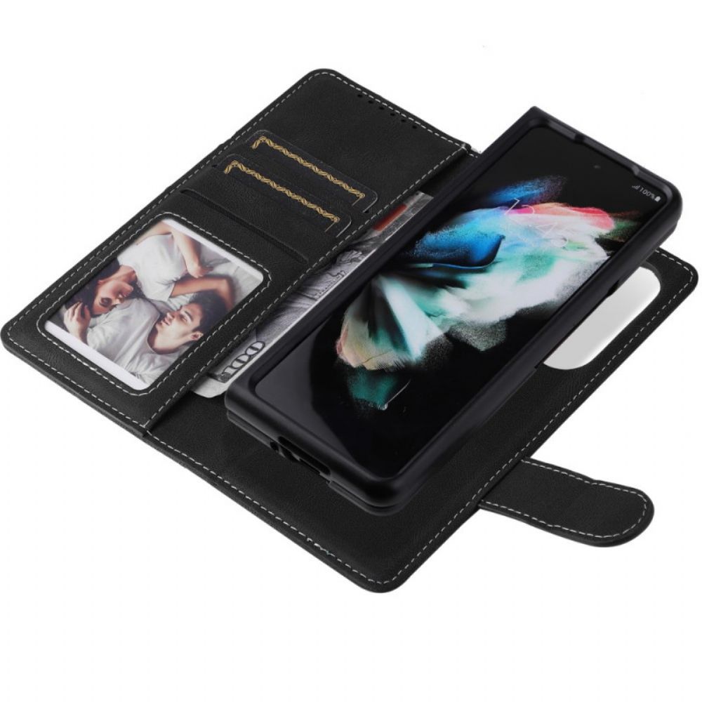 Telefoonhoesje Leren Hoesje voor Samsung Galaxy Z Fold 3 5G Vintage Afneembaar