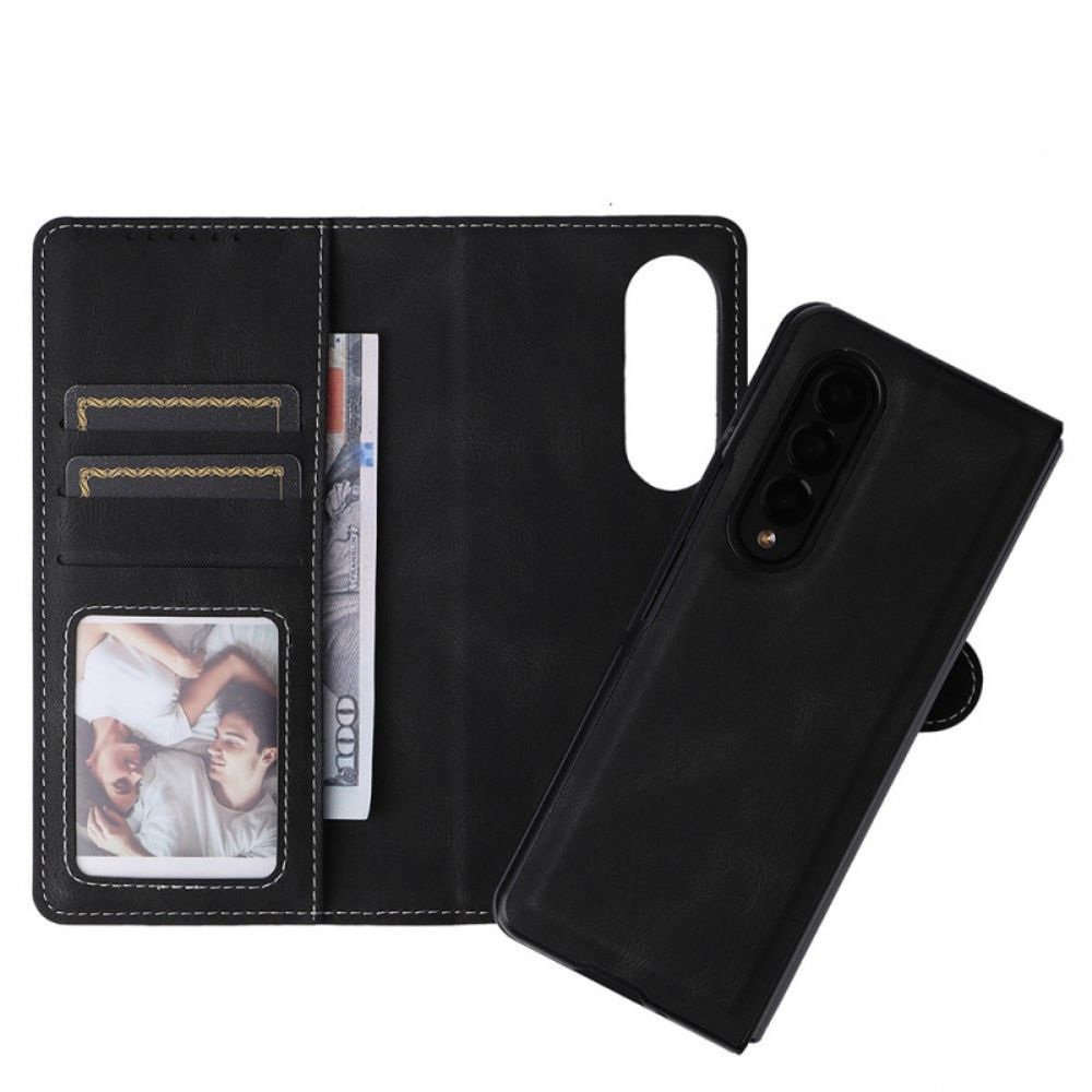 Telefoonhoesje Leren Hoesje voor Samsung Galaxy Z Fold 3 5G Vintage Afneembaar