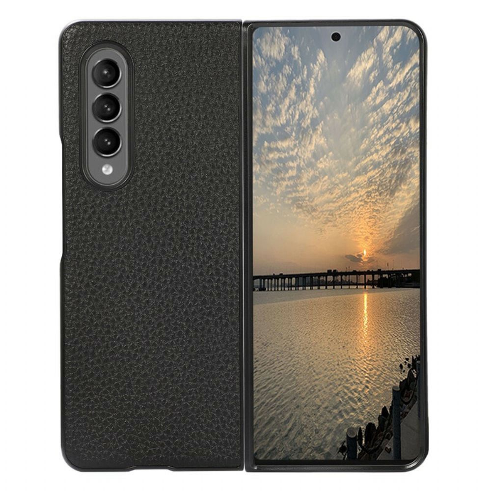 Telefoonhoesje voor Samsung Galaxy Z Fold 3 5G Echt Litchi Leer