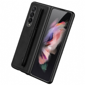 Telefoonhoesje voor Samsung Galaxy Z Fold 3 5G Stylushouder Met Leereffect Gkk