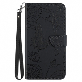 Folio-hoesje voor Honor Magic 4 Lite 5G Vlinders En Lanyard