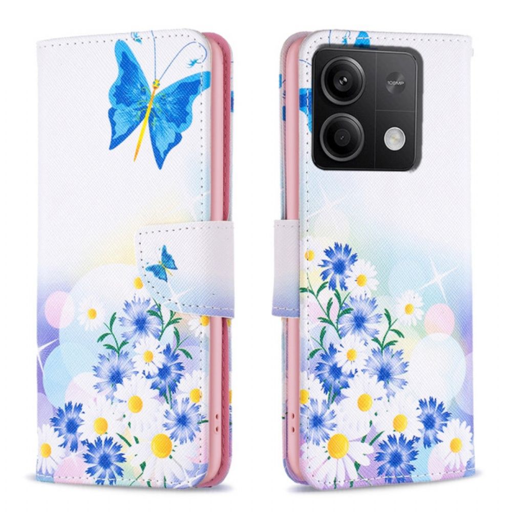 Bescherming Hoesje Xiaomi Redmi Note 13 4g Vlinder En Bloemen Aquarel