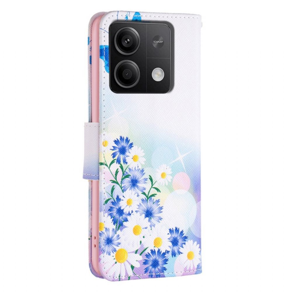 Bescherming Hoesje Xiaomi Redmi Note 13 4g Vlinder En Bloemen Aquarel