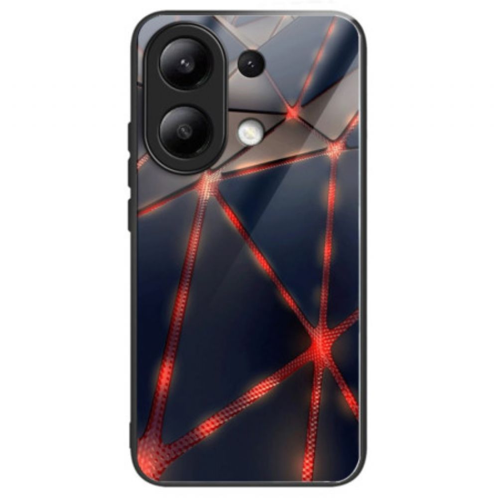 Case Hoesje Xiaomi Redmi Note 13 4g Telefoonhoesje Rode Driehoeken Van Gehard Glas