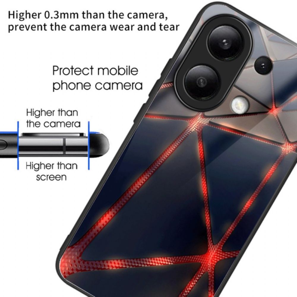 Case Hoesje Xiaomi Redmi Note 13 4g Telefoonhoesje Rode Driehoeken Van Gehard Glas