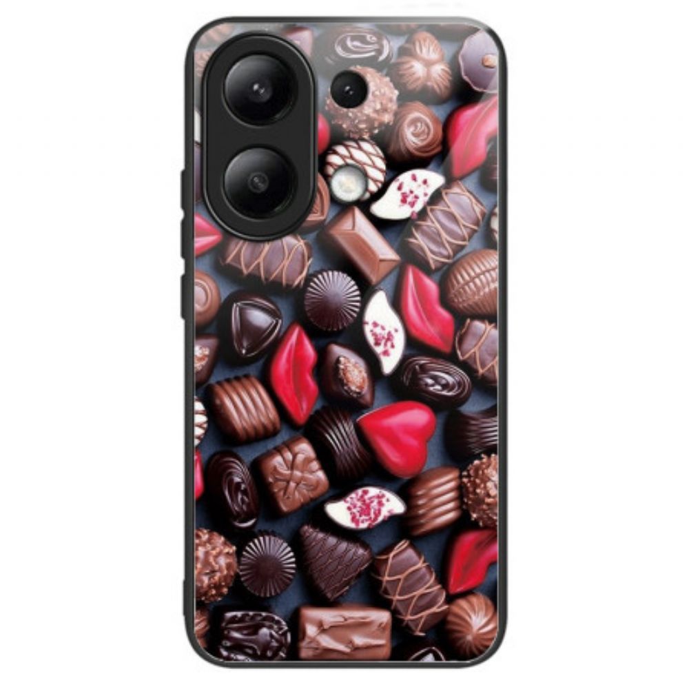 Cover Hoesje Xiaomi Redmi Note 13 4g Telefoonhoesje Chocolade Gehard Glas