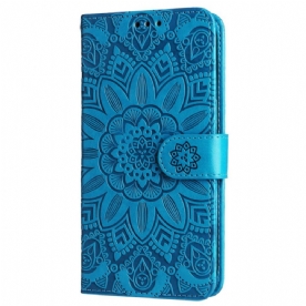 Flip Case Leren Xiaomi Redmi Note 13 4g Bloemenmandala Met Bandje