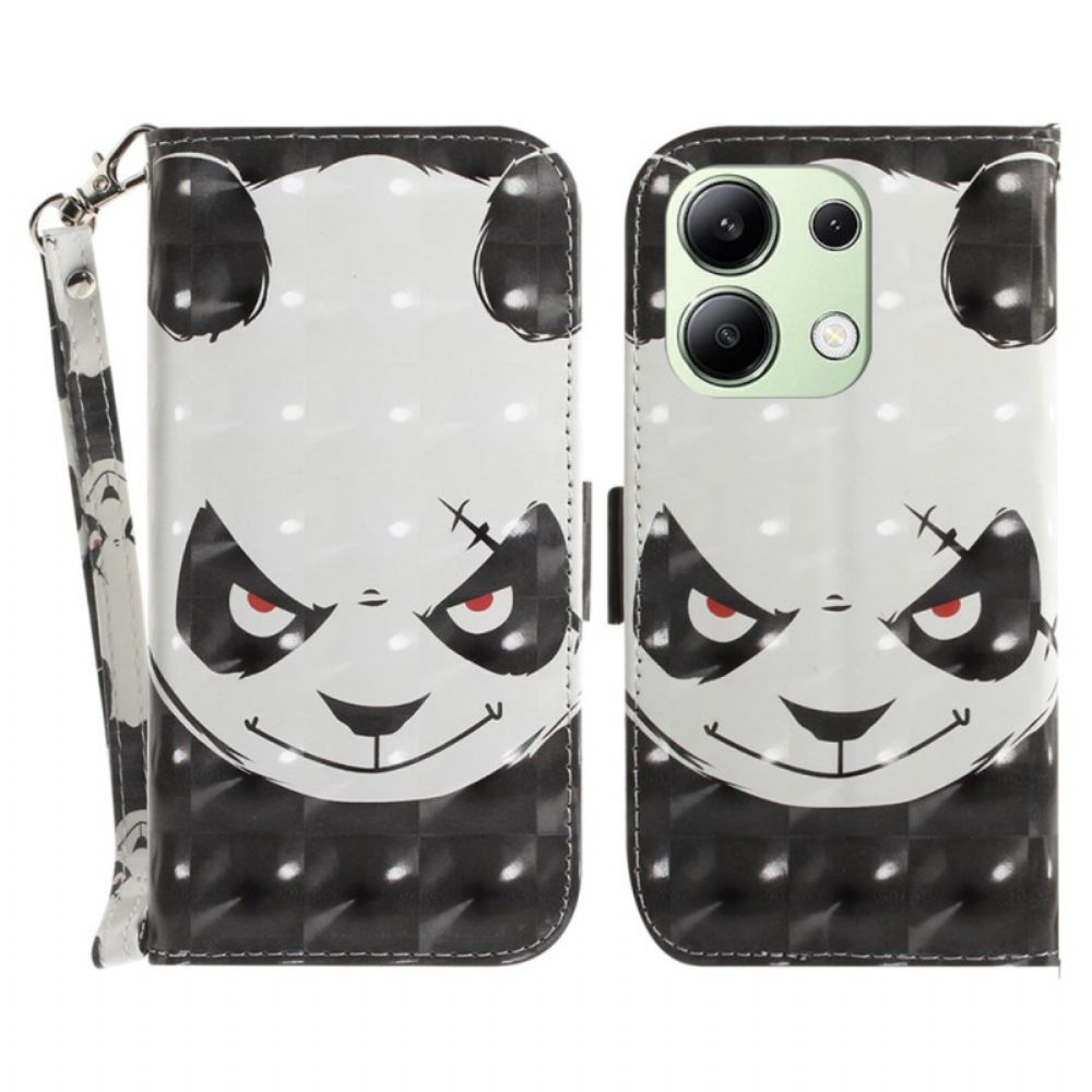 Flip Case Leren Xiaomi Redmi Note 13 4g Boze Panda Met Riem