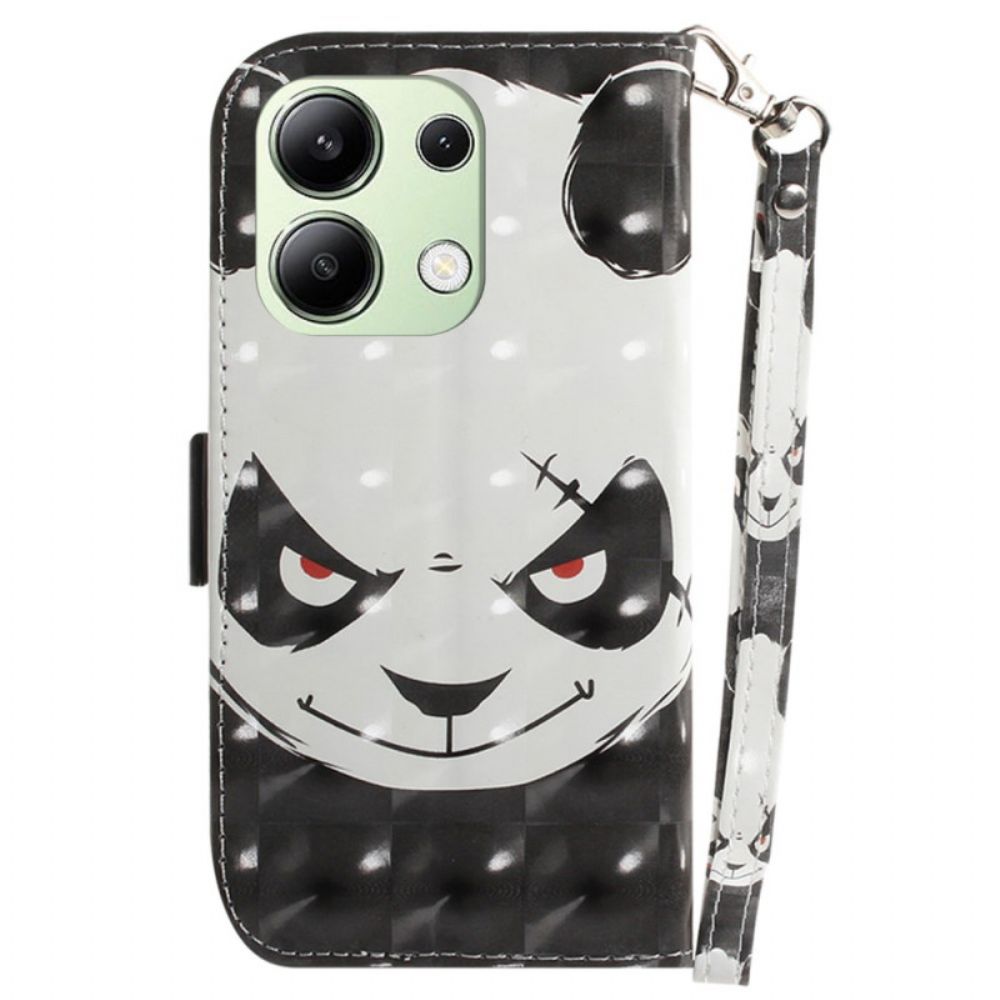 Flip Case Leren Xiaomi Redmi Note 13 4g Boze Panda Met Riem