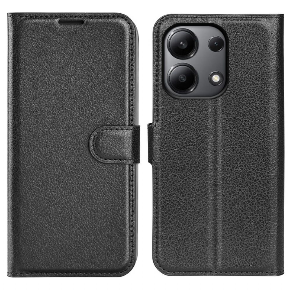 Flip Case Leren Xiaomi Redmi Note 13 4g Klassiek Litchi Kunstleer