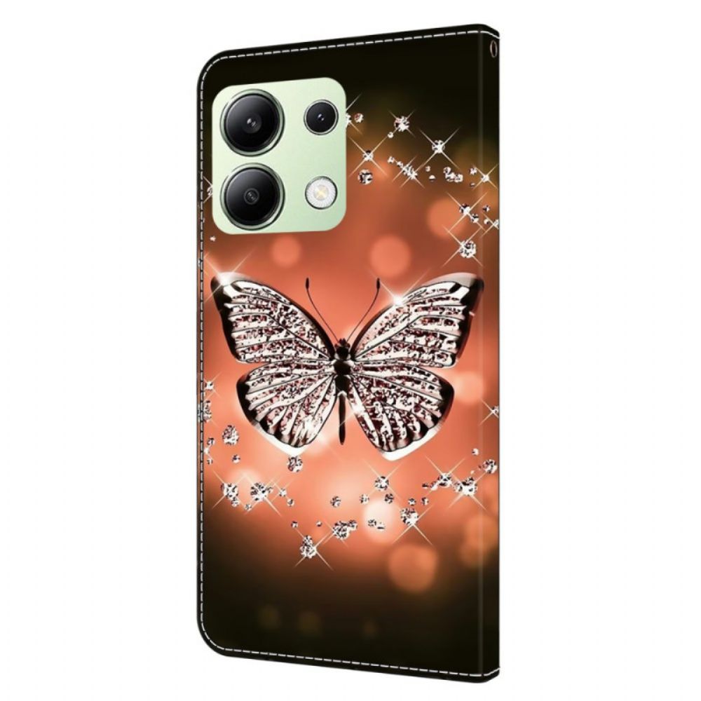 Flip Case Leren Xiaomi Redmi Note 13 4g Kristallen Vlinders