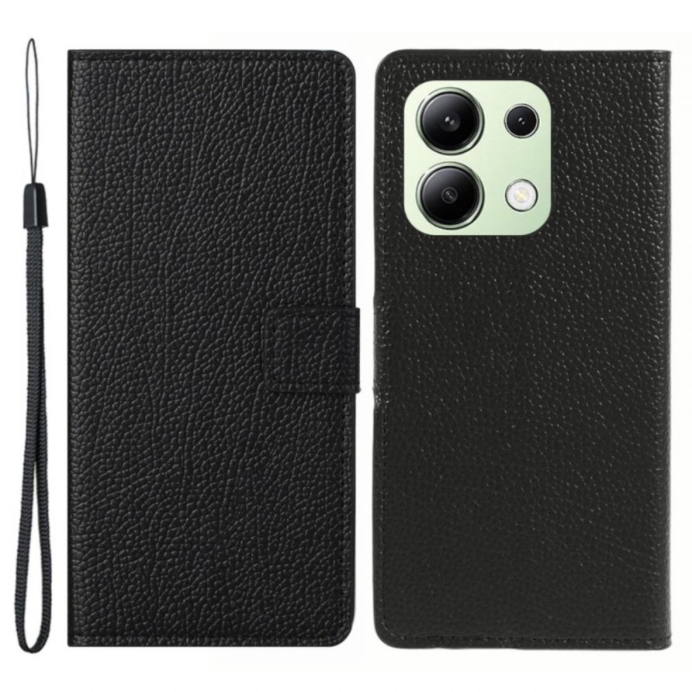 Flip Case Leren Xiaomi Redmi Note 13 4g Litchi-textuur Met Riempje