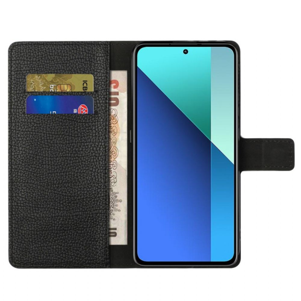 Flip Case Leren Xiaomi Redmi Note 13 4g Litchi-textuur Met Riempje