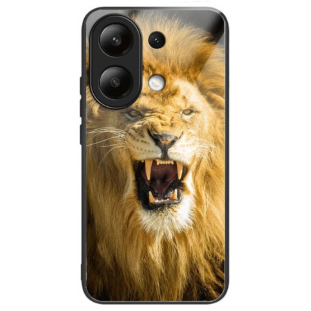 Hoesje Voor Xiaomi Redmi Note 13 4g Leeuwpatroon Van Gehard Glas