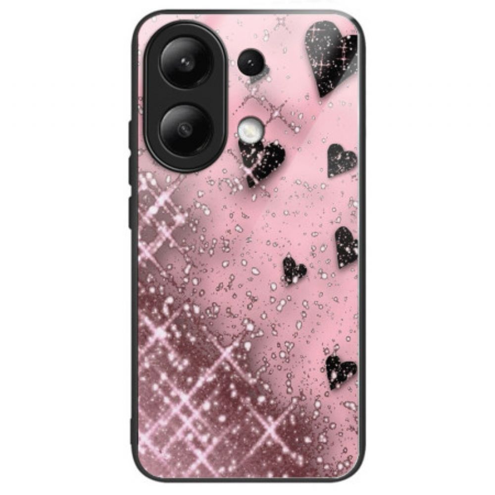 Hoesje Xiaomi Redmi Note 13 4g Roze Liefde Gehard Glas Bescherming Hoesje