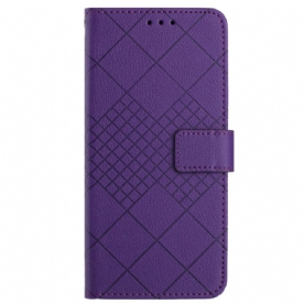 Leren Hoesje Voor Xiaomi Redmi Note 13 4g Diamantpatroon Met Bandjes