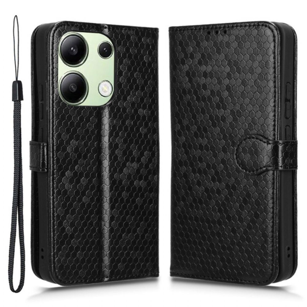 Leren Hoesje Voor Xiaomi Redmi Note 13 4g Glanzende Stippelband