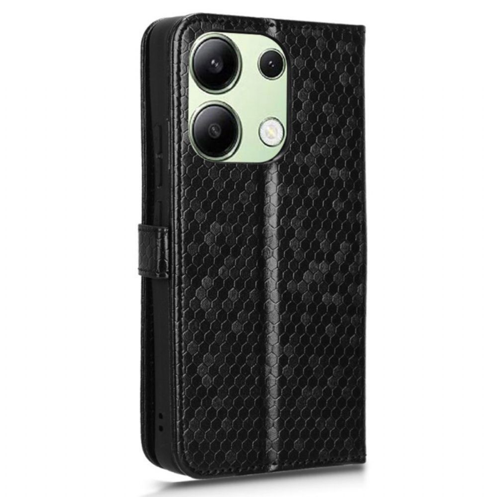 Leren Hoesje Voor Xiaomi Redmi Note 13 4g Glanzende Stippelband