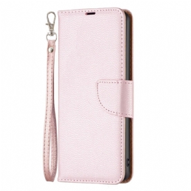 Leren Hoesje Voor Xiaomi Redmi Note 13 4g Litchi Lederen Stijl Met Riem