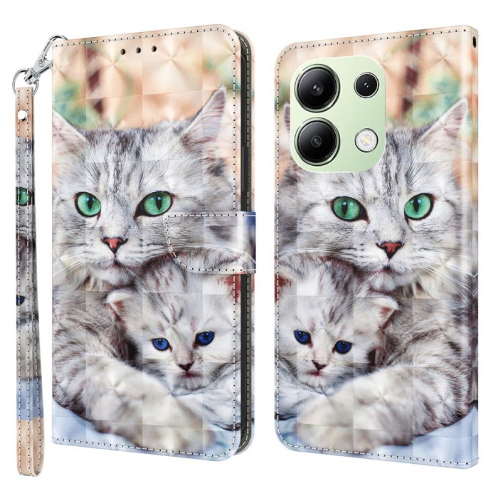 Leren Hoesje Voor Xiaomi Redmi Note 13 4g Twee Stringkatten