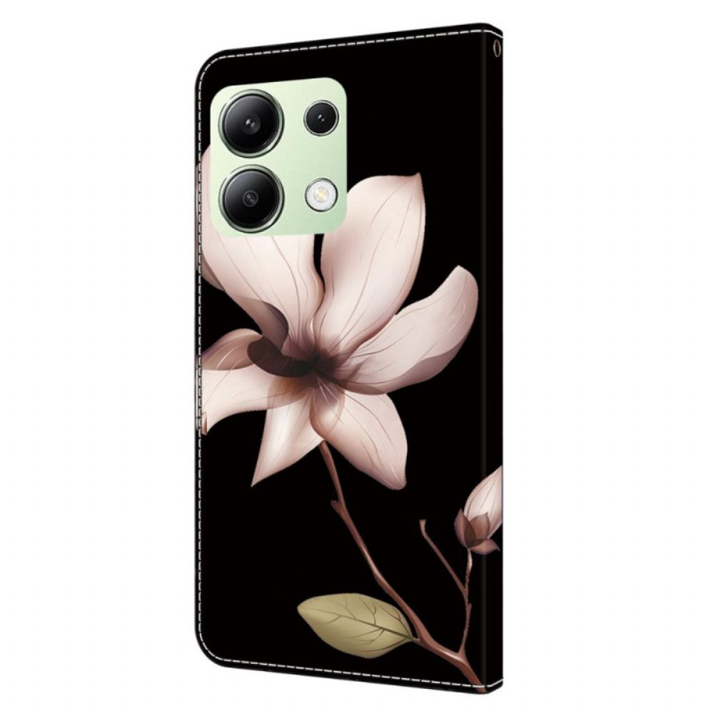 Leren Hoesje Xiaomi Redmi Note 13 4g Roze Bloem Bescherming Hoesje