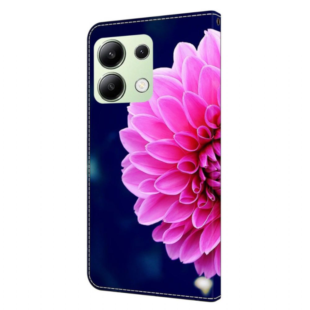 Leren Hoesje Xiaomi Redmi Note 13 4g Roze Bloem Bescherming Hoesje