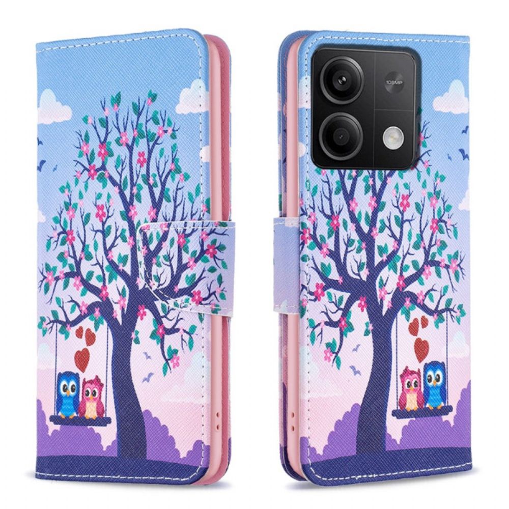 Leren Hoesje Xiaomi Redmi Note 13 4g Twee Uilen