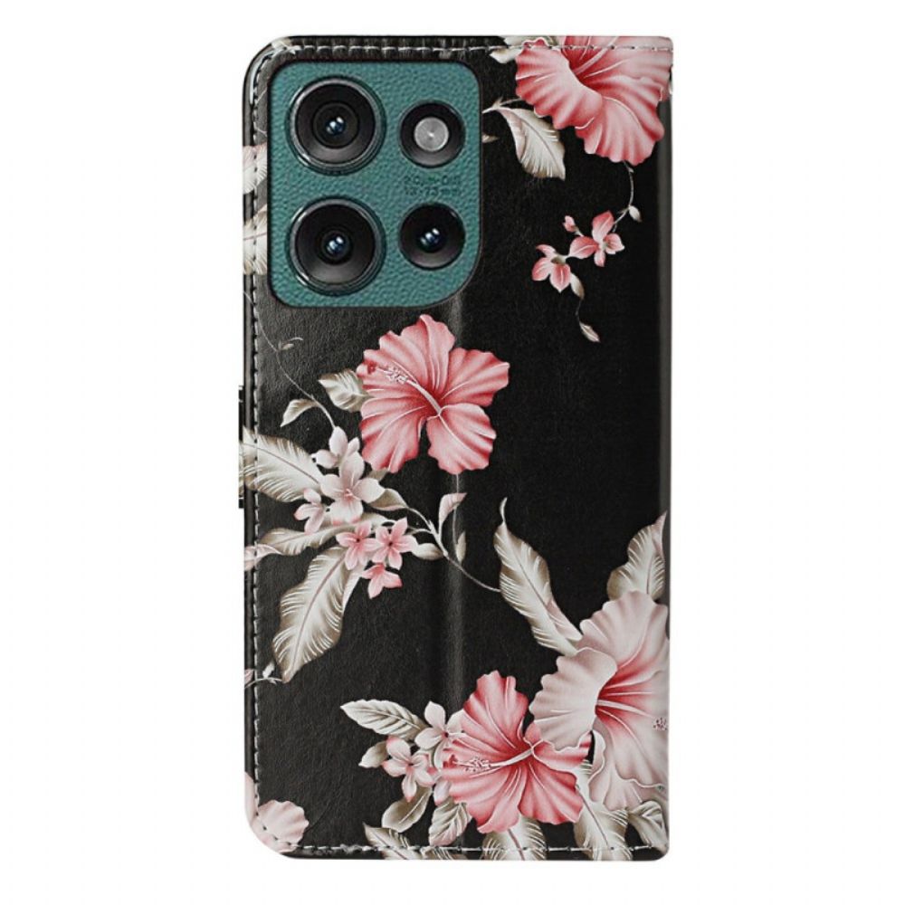 Leren Hoesje Motorola Edge 50 Rododendrons