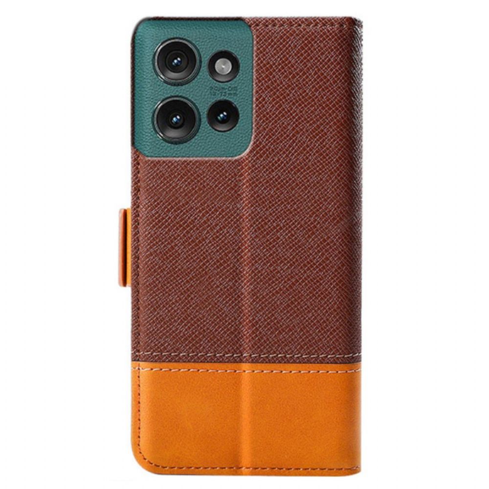 Leren Hoesje Voor Motorola Edge 50 Bi-textuur