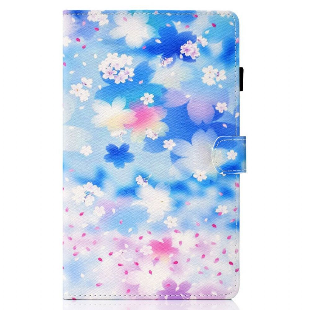 Leren Hoesje voor Samsung Galaxy Tab S5e Aquarel Bloemen