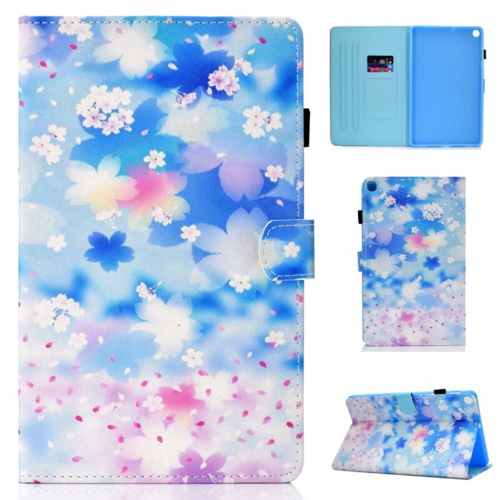 Leren Hoesje voor Samsung Galaxy Tab S5e Aquarel Bloemen