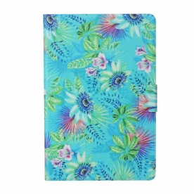 Leren Hoesje voor Samsung Galaxy Tab S5e Bloemen En Bladeren