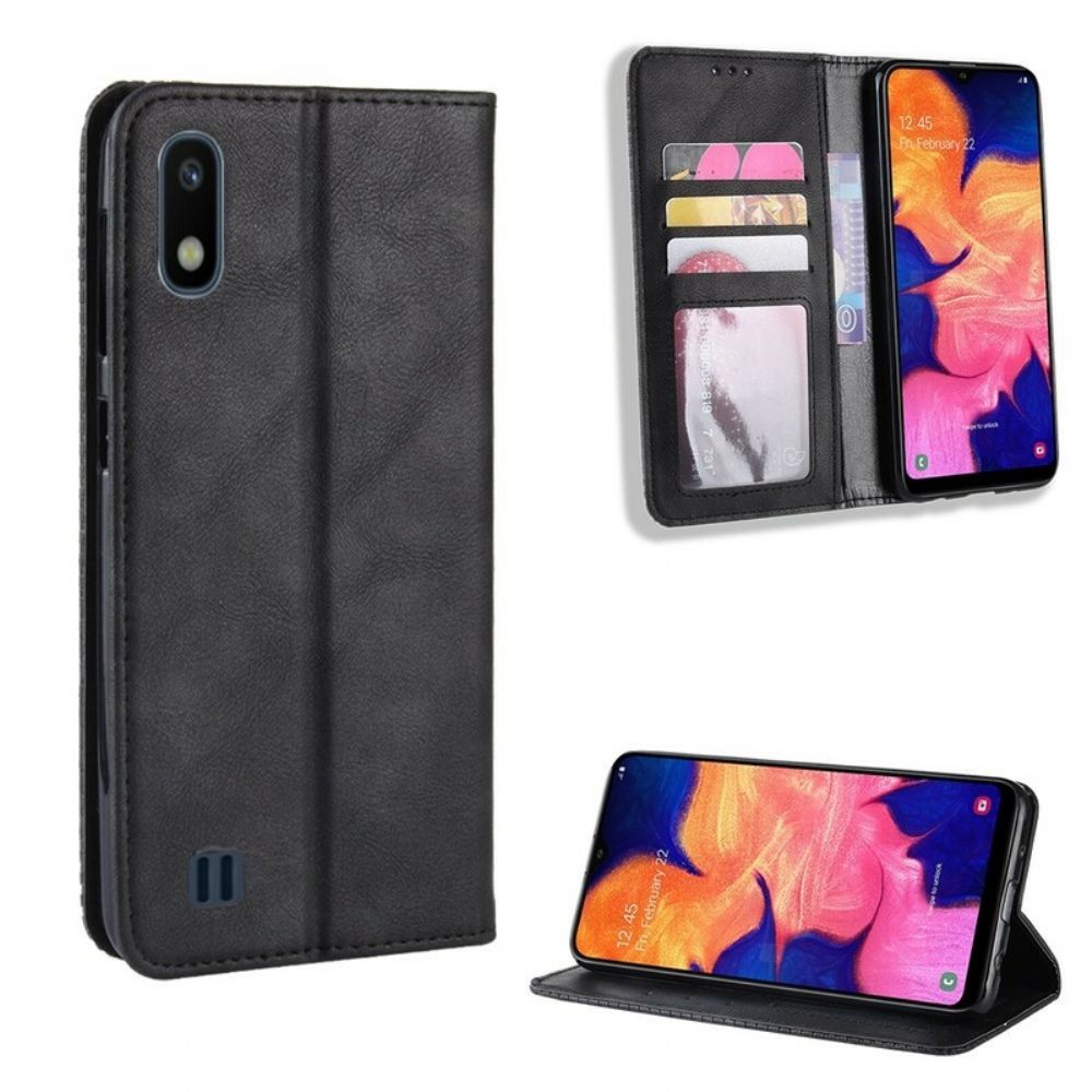 Bescherming Hoesje voor Samsung Galaxy A10 Folio-hoesje Vintage Gestileerd Leereffect