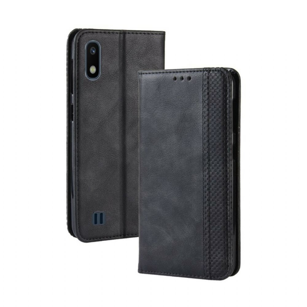 Bescherming Hoesje voor Samsung Galaxy A10 Folio-hoesje Vintage Gestileerd Leereffect