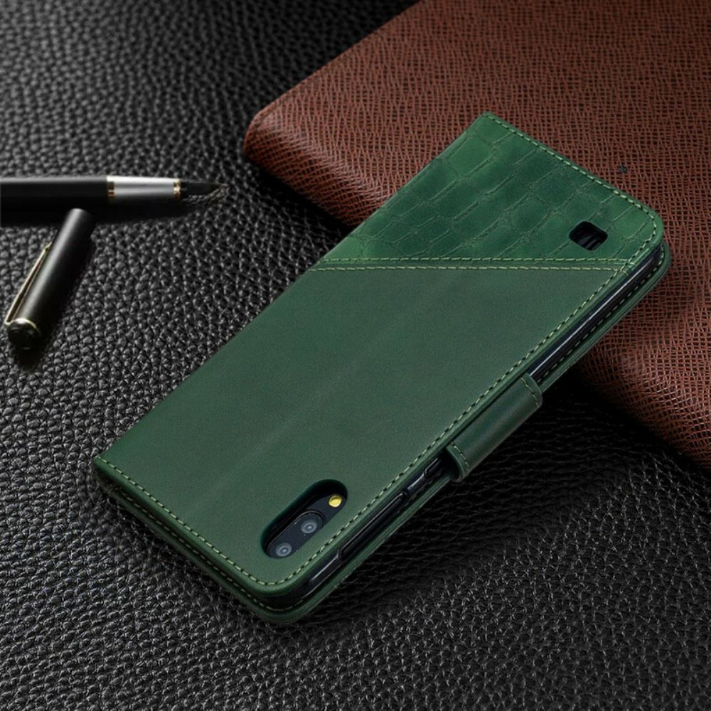 Flip Case voor Samsung Galaxy A10 Klassiek Krokodillenleereffect