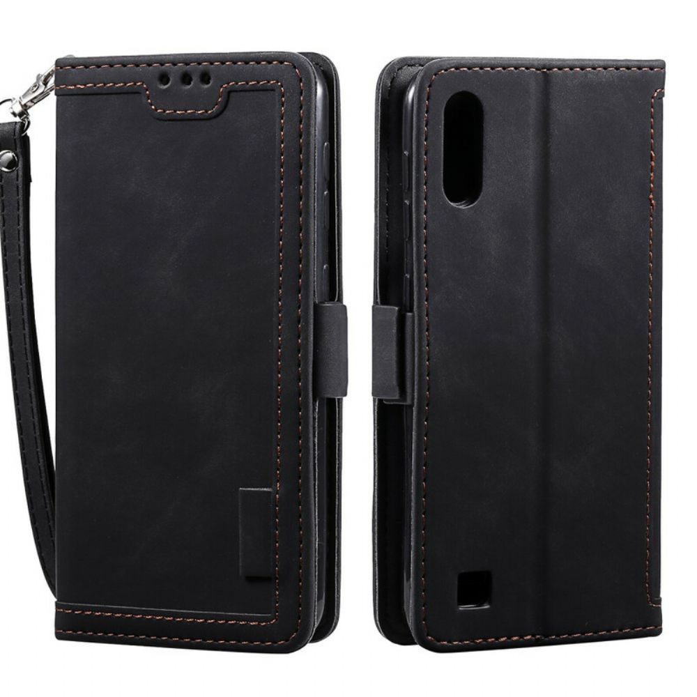 Flip Case voor Samsung Galaxy A10 Tweekleurige Kunstleer Versterkte Contouren