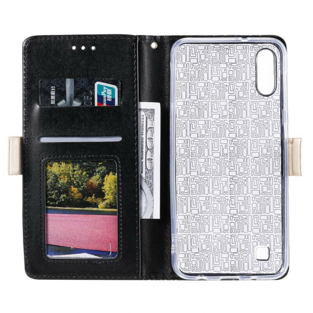 Folio-hoesje voor Samsung Galaxy A10 Met Ketting Coin Purse Met Veters